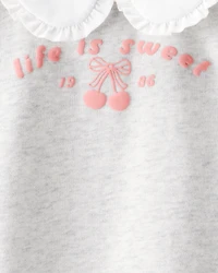 Toddler Girl 2-Piece Cherry French Terry Tee & Plaid Skirt Set - Grey/Navy