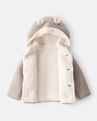 Baby Sherpa Lined Cotton Long-Sleeve Jacket - Brown