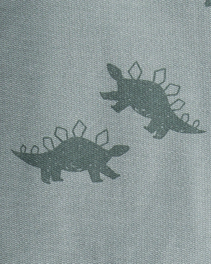 Toddler Boy Dinosaur French Terry Long-Sleeve Tee & Pant Set- Green/Grey