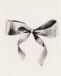 Kid 2-Piece Butterfly Pointelle Tee & Polka Dot Chiffon Skirt Set - Tan/White