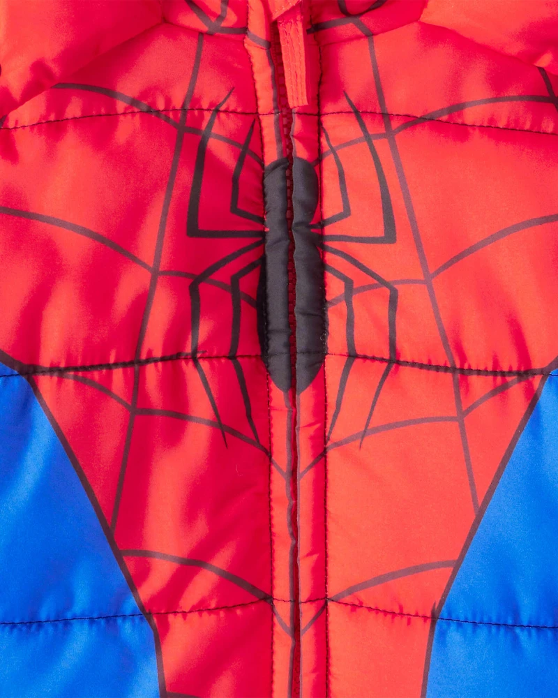 Toddler Boy ©Marvel Spider-Man Hooded Heavyweight Winter Jacket - Red/Blue