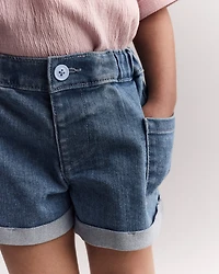 Toddler Girl Mom Short in Denim