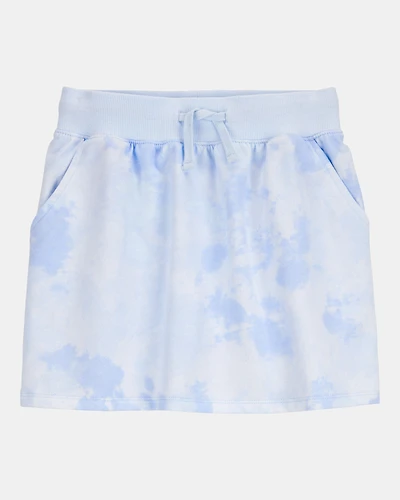 Kid Drawstring Cloud Dye French Terry Skort - Blue
