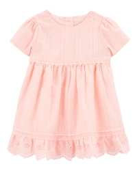 Baby Girl Eyelet Babydoll Dress - Pink