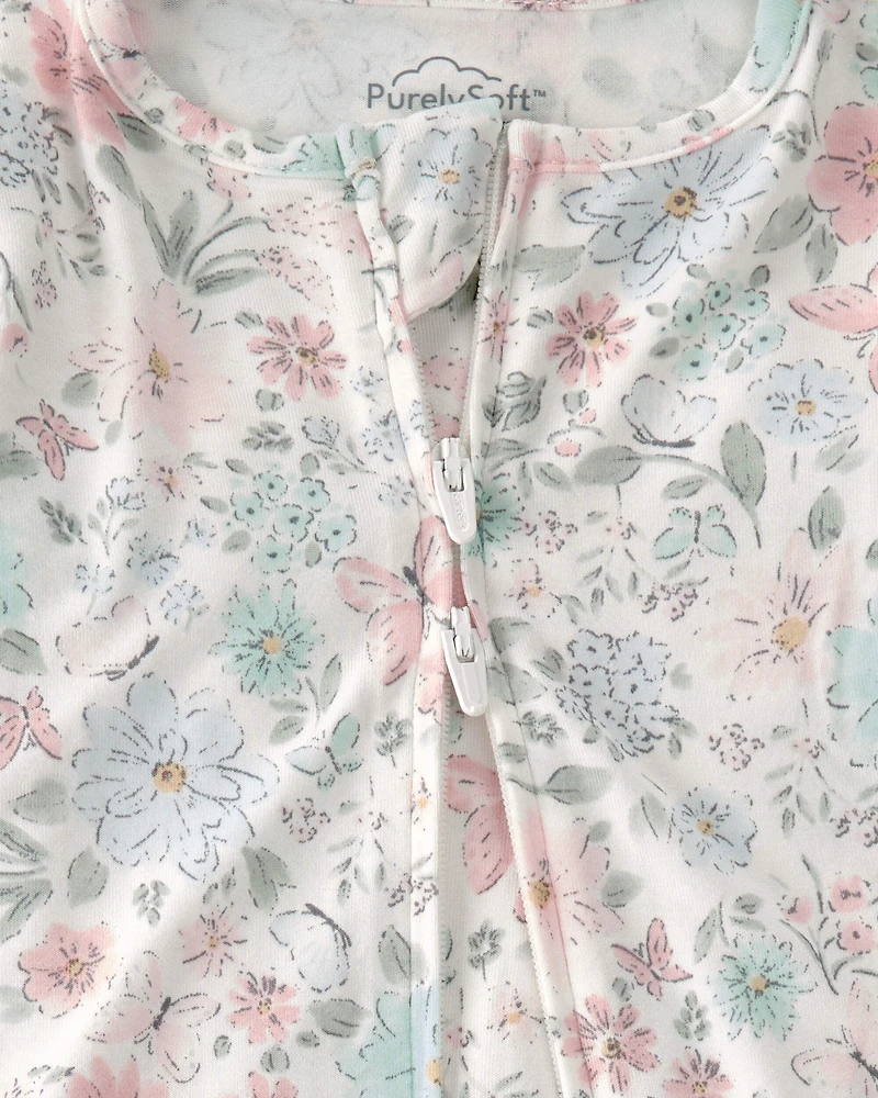 Baby Girl Butterfly Garden 2-Way Zip PurelySoft Footie Sleep & Play Pajama