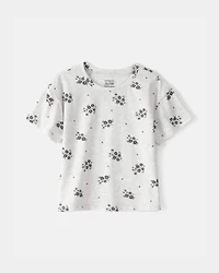 Toddler Girl Floral Relaxed Top - Grey