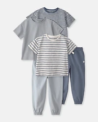 Toddler Boy 5-Piece Organic Cotton Tees & Pants Set
