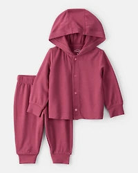 Baby Girl 2-Piece PurelySoft Long-Sleeve Tee & Pant Set - Burgundy