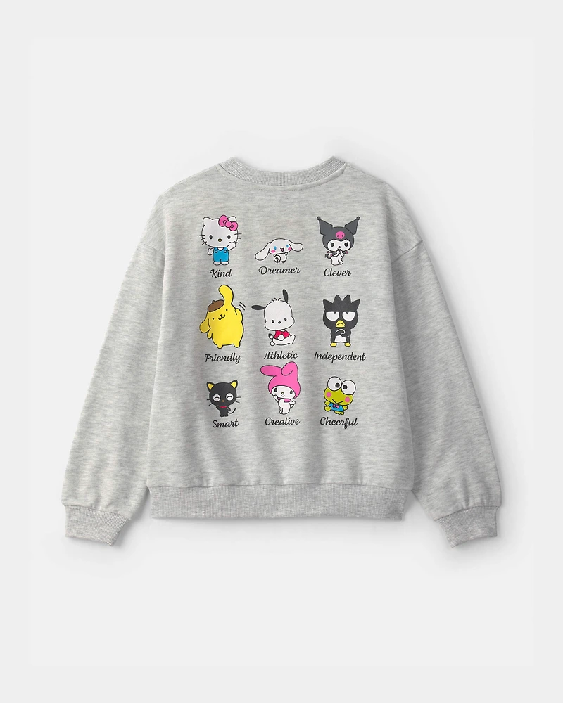 Girls Hello Kitty® French Terry Pullover Sweatshirt - Grey