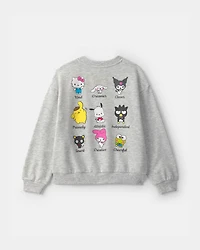Girls Hello Kitty® French Terry Pullover Sweatshirt - Grey