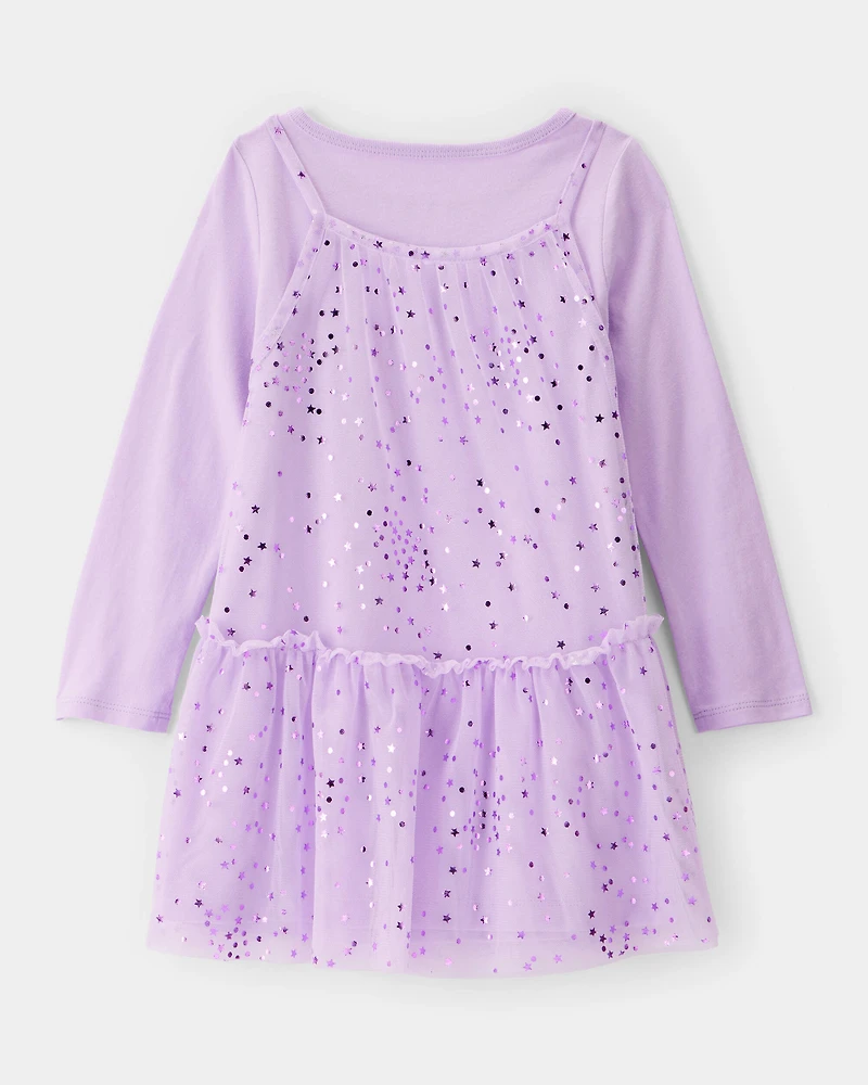 Toddler Girl Star Princess Tulle Dress - Purple