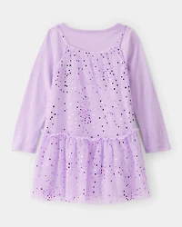 Toddler Girl Star Princess Tulle Dress - Purple
