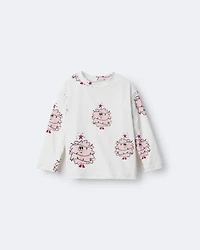 Toddler Girl Holiday Squish Character Long-Sleeve Graphic Tee - Ivory