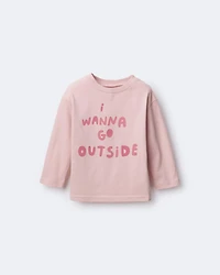 Toddler Girl 'I Wanna Go Outside' Long-Sleeve Relaxed Graphic Tee - Light Pink