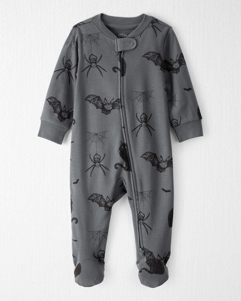 Baby Organic Cotton Sleep & Play Pajamas in Spooky Creatures Print