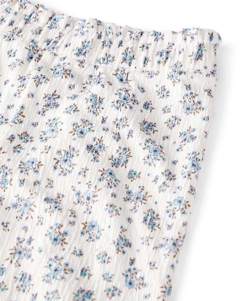 Baby Girl 2-Piece Organic Cotton Crinkled Knit Set in BlueMist Bloom Print