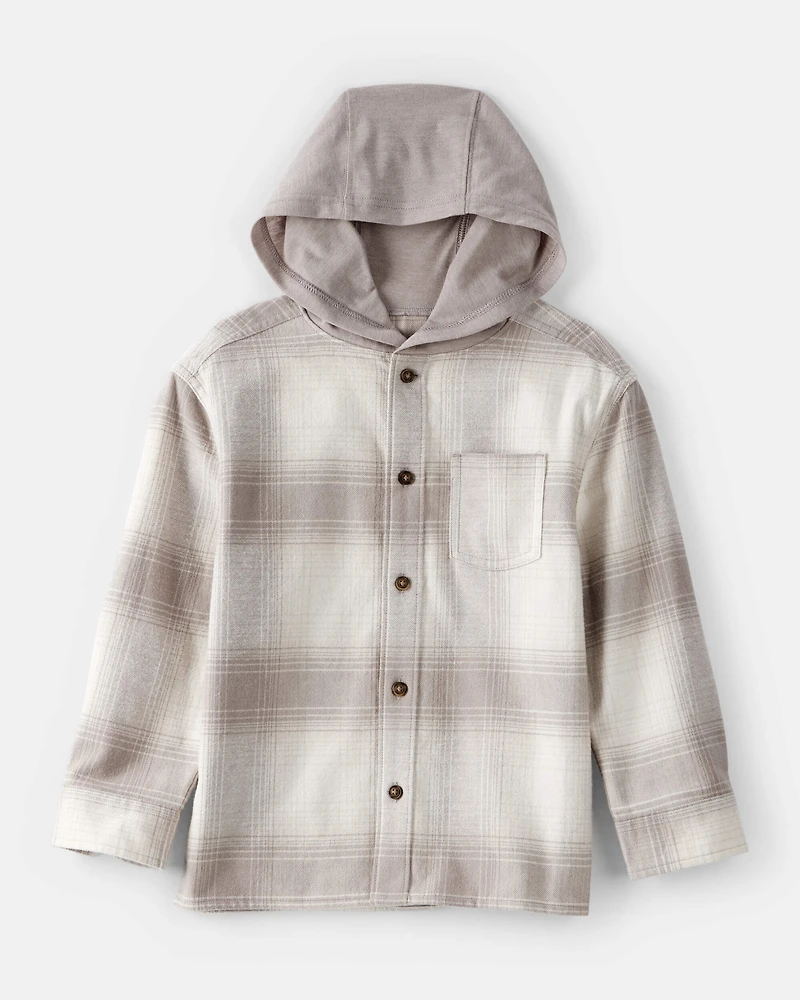 Boys Hooded Button-Down Shirt