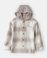 Boys Hooded Button-Down Shirt