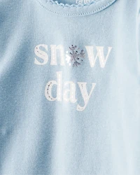Baby Girl 2-Piece Snow Day Bodysuit & Pant Set - Cream/Blue