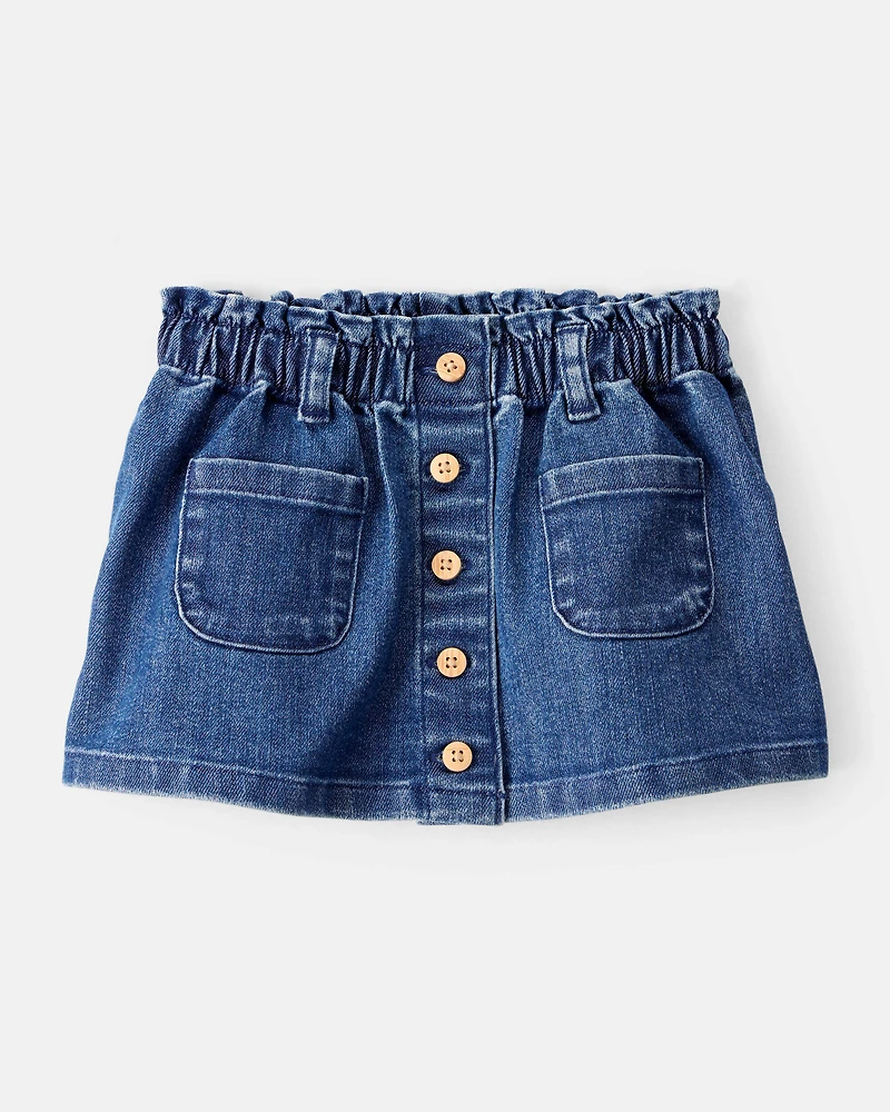 Baby Girl Denim Button-Front Skirt - Blue