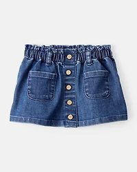 Baby Girl Denim Button-Front Skirt - Blue