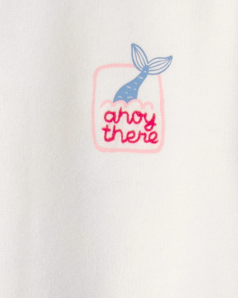 Toddler Girl Mermaid French Terry Pullover Sweatshirt - Ivory