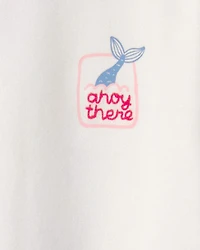 Toddler Girl Mermaid French Terry Pullover Sweatshirt - Ivory