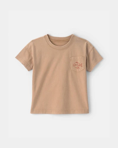 Toddler Boy Fish Pocket Tee - Brown