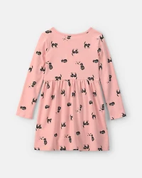 Girls Halloween Cat Long-Sleeve Dress - Pink