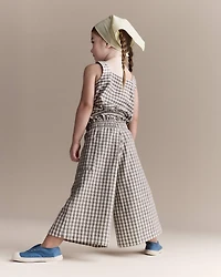 Toddler Girl Gingham Smocked Wide Leg Pant - Cream/Grey