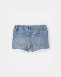 Toddler Girl Eyelet Trim Denim Shorts - Light Wash
