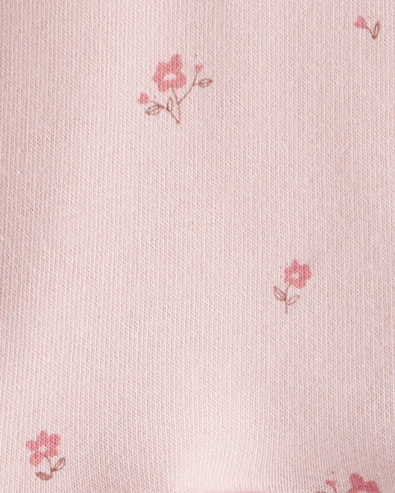Baby Girl French Terry Dress Made with Organic Cotton in Blush Petals Print