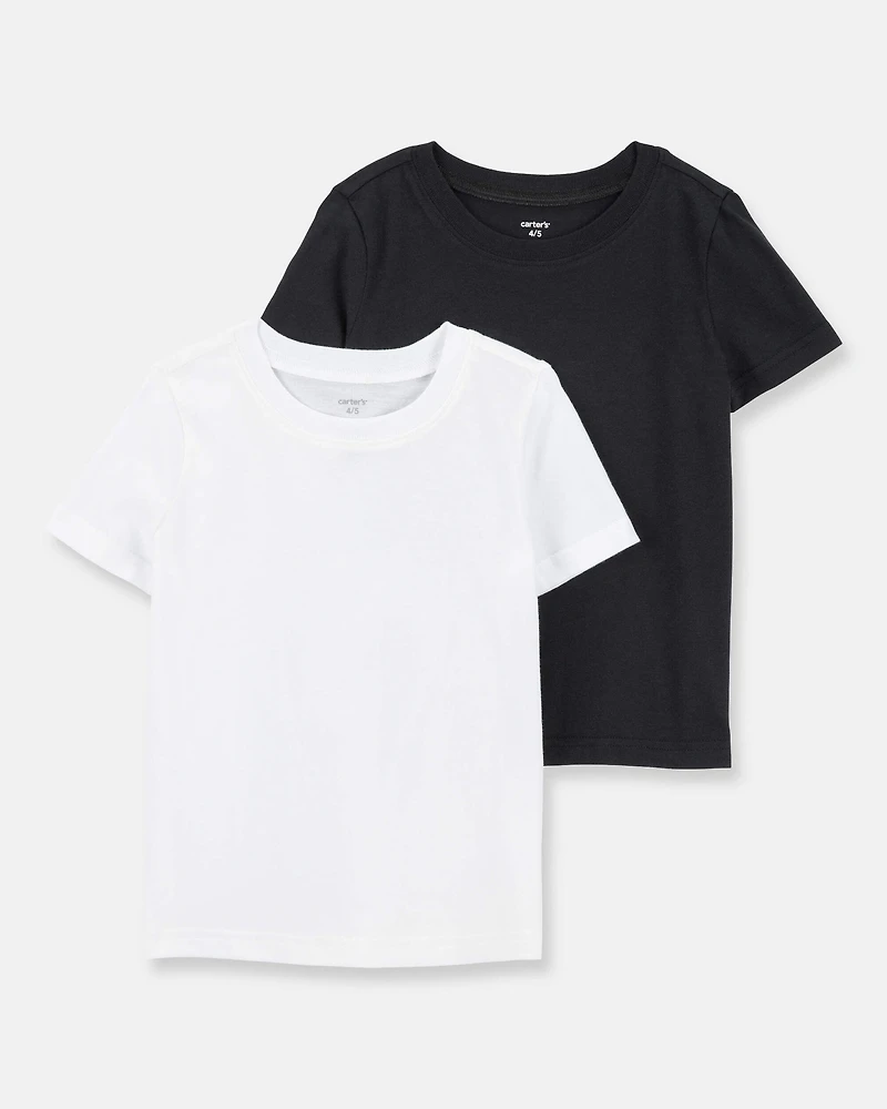 Boys 2-Pack Short-Sleeve Cotton Tees - Black/White