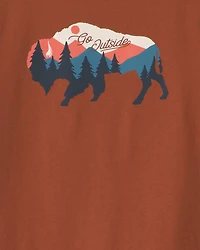 Boys Buffalo Mountain Graphic Tee - Brown