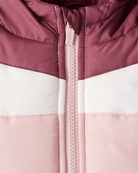 Baby Girl 2-Piece Color Block Hooded Snowsuit Jacket & Bib Set - Pink/Red
