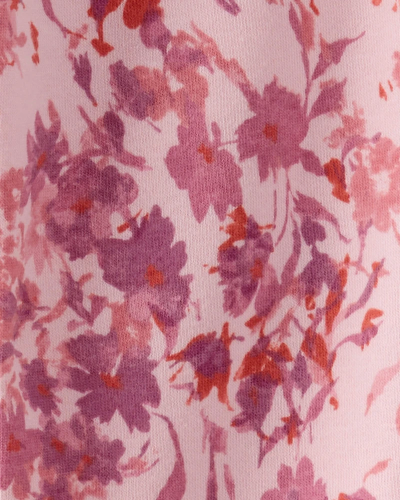 Girls Floral Drawstring Joggers - Pink