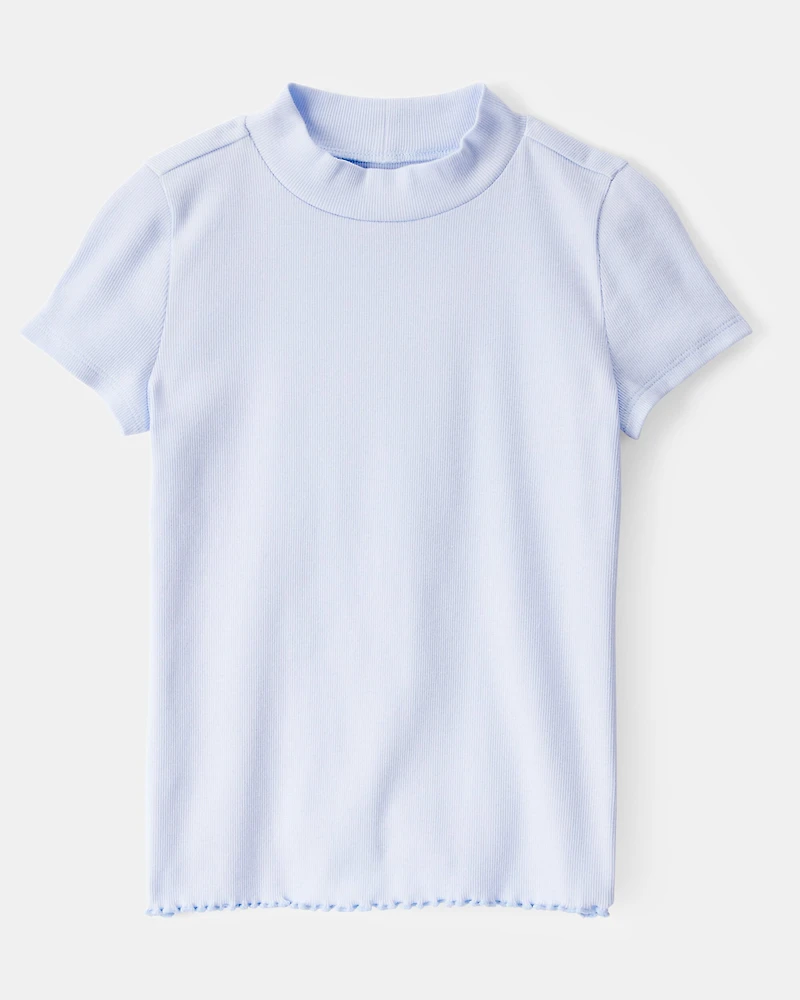 Kid Mock Neck Ribbed Tee - Blue
