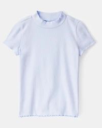Kid Mock Neck Ribbed Tee - Blue
