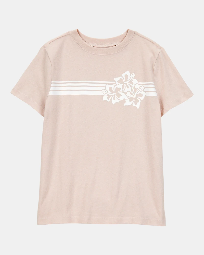 Boys Floral Short-Sleeve Graphic Tee - Khaki