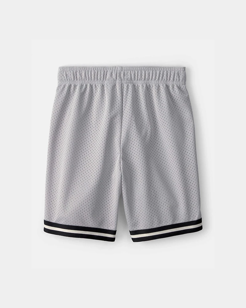 Boys Striped Mesh Active Shorts - Grey