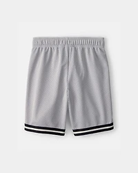 Boys Striped Mesh Active Shorts - Grey