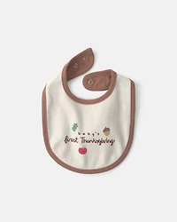 Baby 'Baby's First Thanksgiving' 100% Cotton Bib - Cream