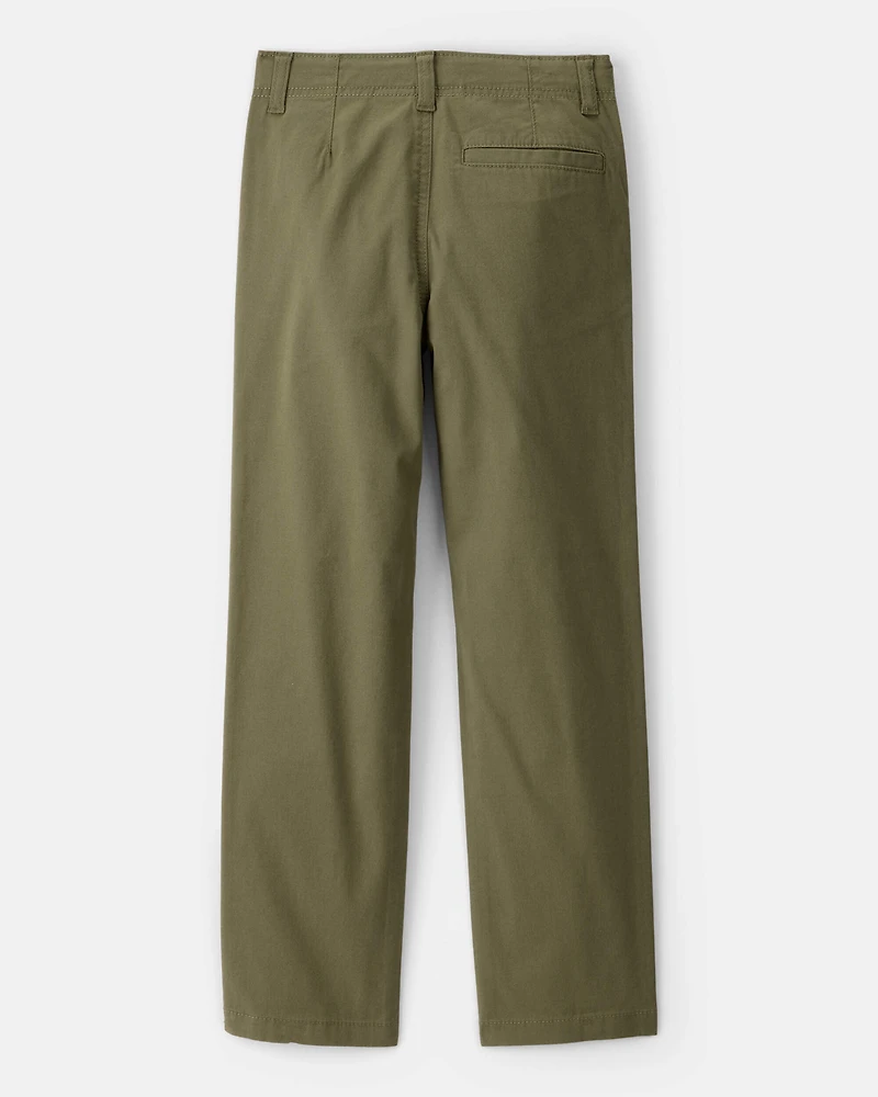 Boys Flat Front Fashion Pants - Green