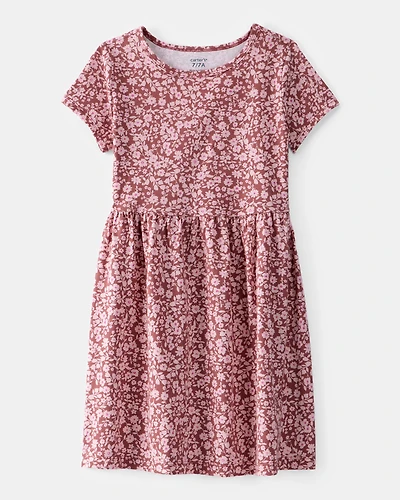 Girls Floral Short-Sleeve Dress - Pink