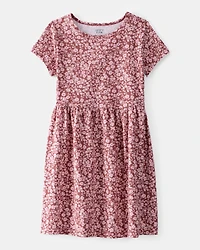 Girls Floral Short-Sleeve Dress - Pink