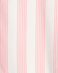 Girls Striped Loose Fit 2-Piece Pajama Set - Pink/Ivory