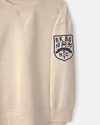 Boys Logo Patch French Terry Pullover Sweatshirt - Cream