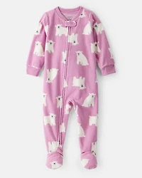Toddler Girl Polar Bear Loose Fit Long-Sleeve 1-Piece Pajamas