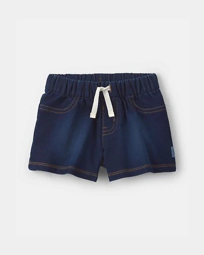 Baby Girl French Terry Knit Shorts - Dark Wash
