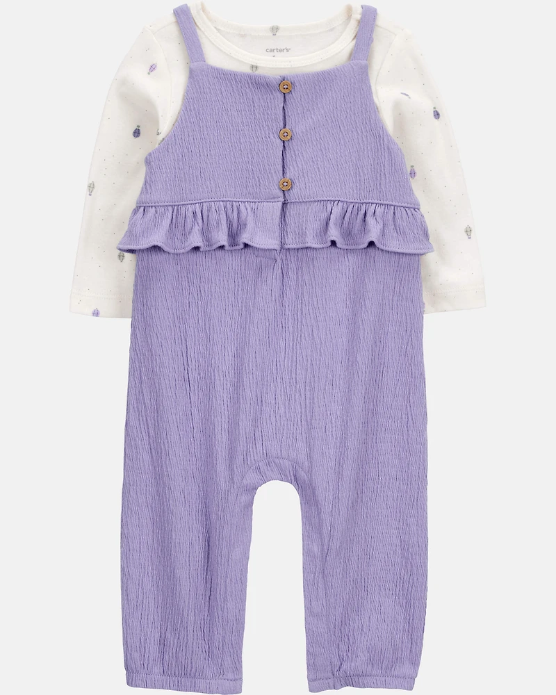 Baby 2-Piece Long-Sleeve Tee & Coverall Set - Purple